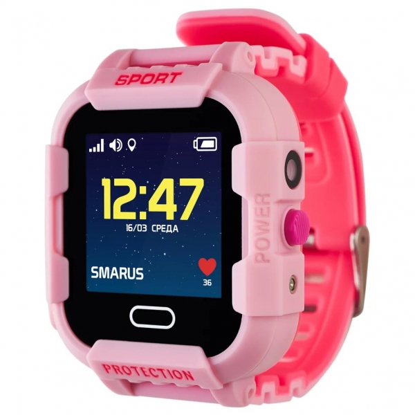 GPS часы SMARUS kids K6 розовые (противоударные и водостойкие)